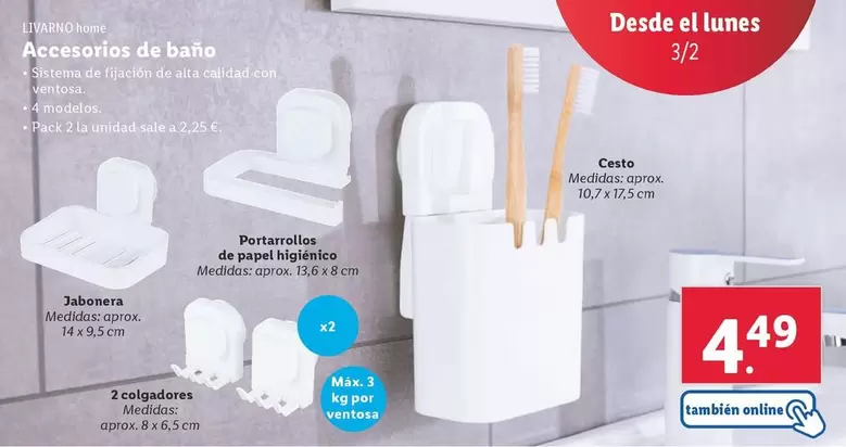 Oferta de Livarno - Accesorios De Bano por 4,49€ en Lidl