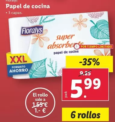 Oferta de Floralys - Papel De Cocina por 5,99€ en Lidl