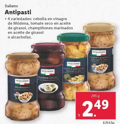 Oferta de Italiamo - Antipasti por 2,49€ en Lidl