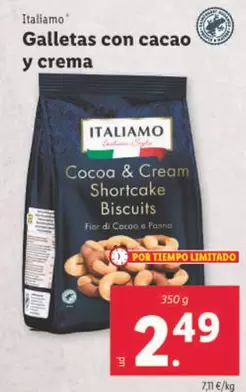 Oferta de Italiamo - Galletas Con Cacao Y Crema por 2,49€ en Lidl