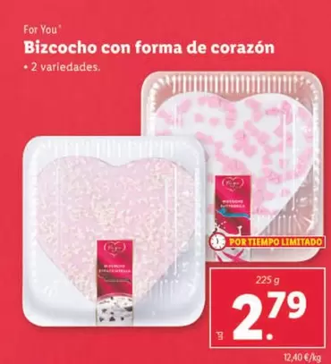 Oferta de For You - Bizcocho Con Forma De Corazon por 2,79€ en Lidl