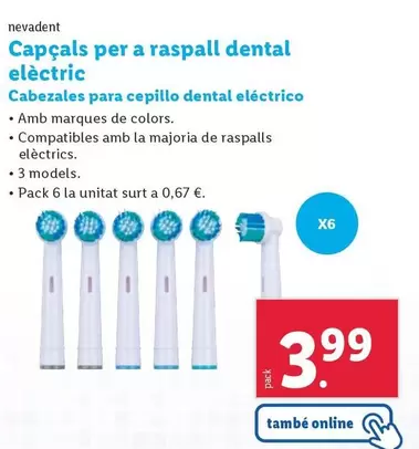 Oferta de Nevadent - Cabezales Para Cepillo Dental Eléctrico por 3,99€ en Lidl