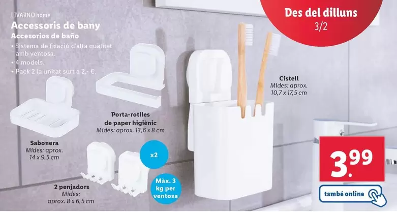 Oferta de Livarno Home - Accesorios De Baño por 3,99€ en Lidl