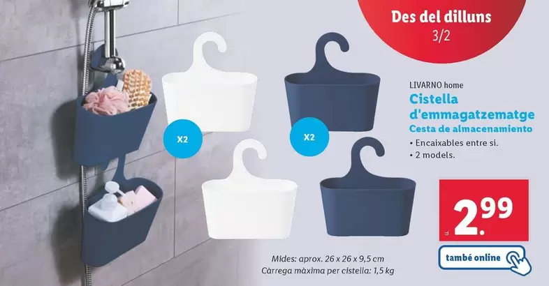 Oferta de Livarno Home - Cesta De Almacenamiento por 2,99€ en Lidl