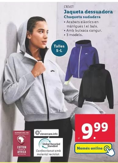 Oferta de Crivit - Chaqueta Sudadera por 9,99€ en Lidl