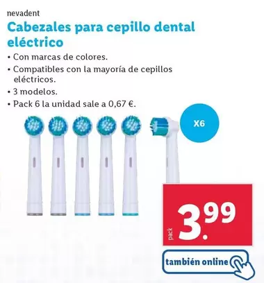 Oferta de Nevadent - Cabezales Para Cepillo Dental Eléctrico por 3,99€ en Lidl