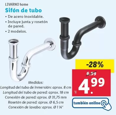 Oferta de Livarno Home - Sifon De Tubo por 4,99€ en Lidl