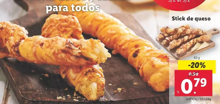 Oferta de Stick De Queso por 0,79€ en Lidl