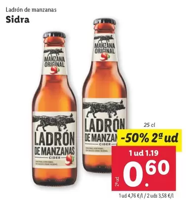 Oferta de Ladrón De Manzanas - Sidra por 1,19€ en Lidl