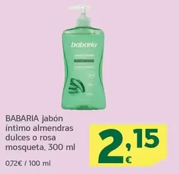 Oferta de Babaria - Jabón Íntimo Almendras Dulces O Rosa Mosqueta por 2,15€ en HiperDino