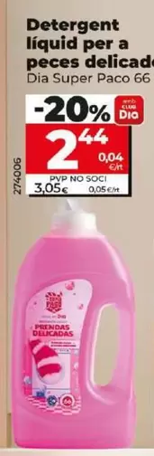 Oferta de Dia Super Paco - Detergente Liquido Para Prendas Delica por 2,44€ en Dia