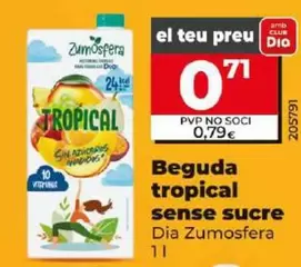 Oferta de Dia Zumosfera - Bebida Tropical Sin Azucar por 0,71€ en Dia