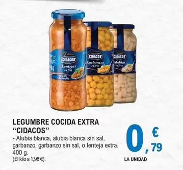 Oferta de Cidacos - Legumbre Cocida Extra por 0,79€ en E.Leclerc