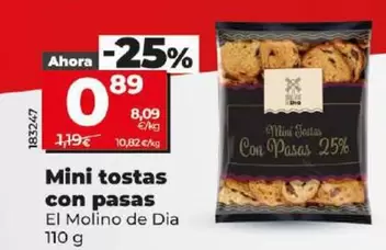 Oferta de El Molino De Dia - Mini Tostas Con Pasas por 0,89€ en Dia