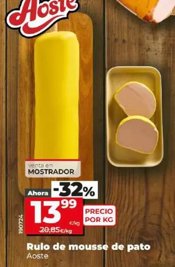 Oferta de Aoste - Rulo De Mousse De Pato por 13,99€ en Dia