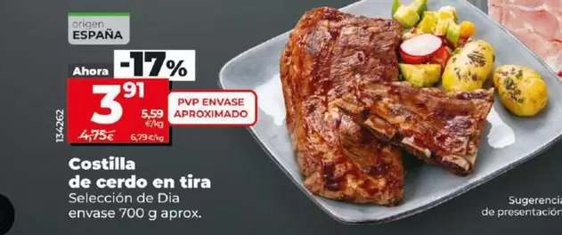 Oferta de Seleccion De Dia - Costilla De Cerdo En Tira por 3,91€ en Dia