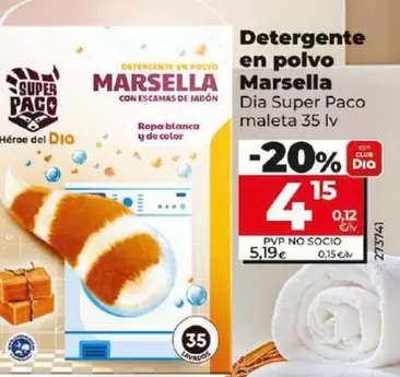 Oferta de Dia Super Paco - Detergente En Polvo Marsella por 4,15€ en Dia