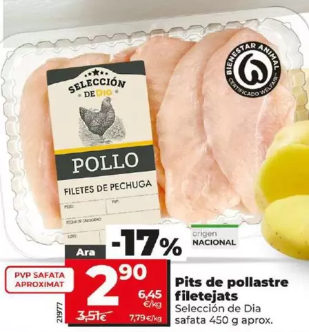 Oferta de Seleccion De Dia - Pechugas De Pollo Fileteadas por 2,9€ en Dia