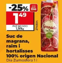 Oferta de Dia Zumosfera - Zumo De Granada, Uva Y Hortalizas 100% Origen España por 1,49€ en Dia