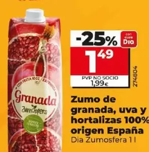 Oferta de Dia Zumosfera - Zumo De Granada, Uva Y Hortalizas 100% Origen España por 1,49€ en Dia