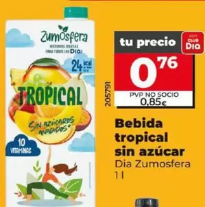 Oferta de Dia Zumosfera - Bebida Tropical Sin Azucar por 0,76€ en Dia