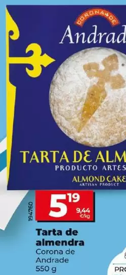 Oferta de Corona De Andrade - Tarta De Almendra por 5,19€ en Dia