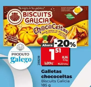 Oferta de Biscuits Galicia - Galletas Chococeltas por 1,51€ en Dia