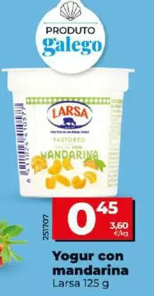 Oferta de Larsa - Yogur Con Mandarina por 0,45€ en Dia