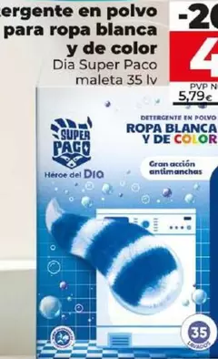 Oferta de Dia Super Paco - Detergente En Polvo Para Ropa Blanca Y De Color  por 4,63€ en Dia