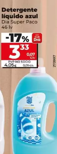 Oferta de Dia Super Paco - Detergente Liquido Azul por 3,33€ en Dia