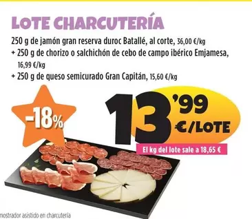 Oferta de Lote Charcuteria por 13,99€ en Ahorramas