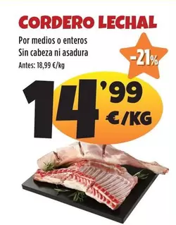 Oferta de Cordero Lechal por 14,99€ en Ahorramas