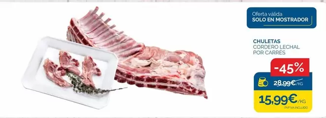 Oferta de Chuletas Por Carpeta por 15,99€ en Supermercados La Despensa