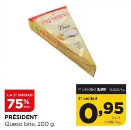 Oferta de Président - Queso Brie por 3,8€ en Alimerka