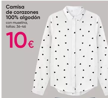 Oferta de Camisa De Corazones 100% Algodón por 10€ en Pepco