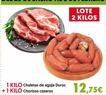 Oferta de Duroc - Chuletas De Aguja Duroc Chorizos Caseros por 12,75€ en Hiper Usera