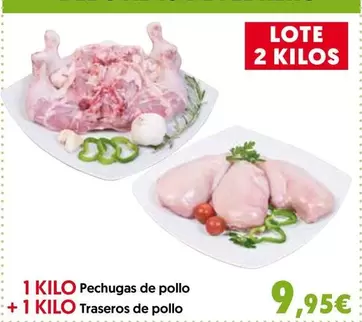 Oferta de Pechugas De Pollo + 1 Kilo Traseros De Pollo por 9,95€ en Hiper Usera