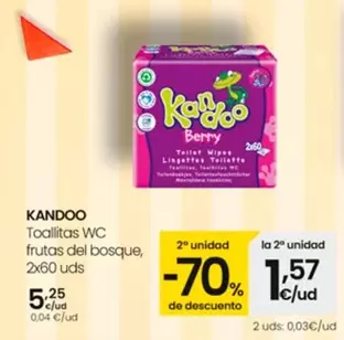 Oferta de Kandoo - Toallitas Wc Frutas Del Bosque por 5,25€ en Eroski