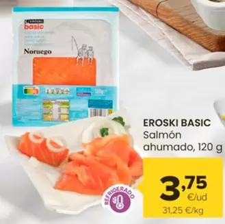 Oferta de Eroski Basic - Salmón Ahumado por 3,75€ en Autoservicios Familia