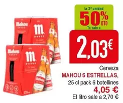 Oferta de Mahou - 5 Estrellas por 4,05€ en Masymas