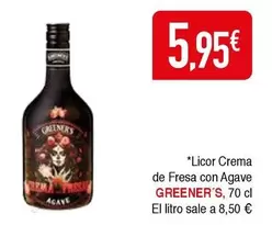 Oferta de Greeners - Licor Crema De Fresa Con Agave por 5,95€ en Masymas