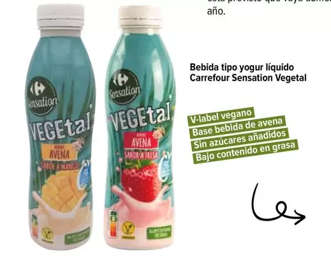 Oferta de Carrefour - Bebida Tipo Yogur Líquido Sensation Vegetal en Carrefour Express