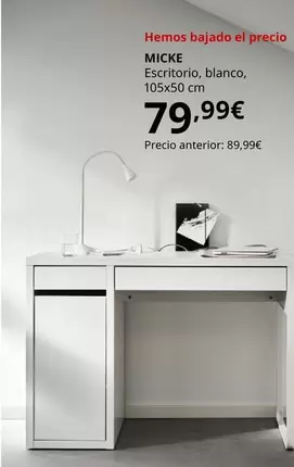 Oferta de Micke Escritorio Blanco por 79,99€ en IKEA