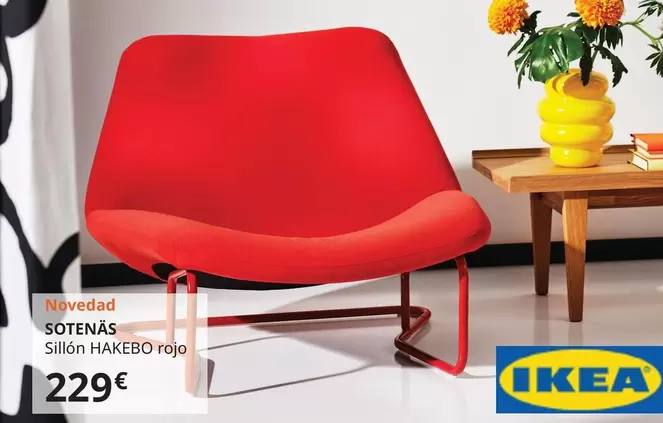 Oferta de Sotenas - Sillón Hakebo Rojo por 229€ en IKEA