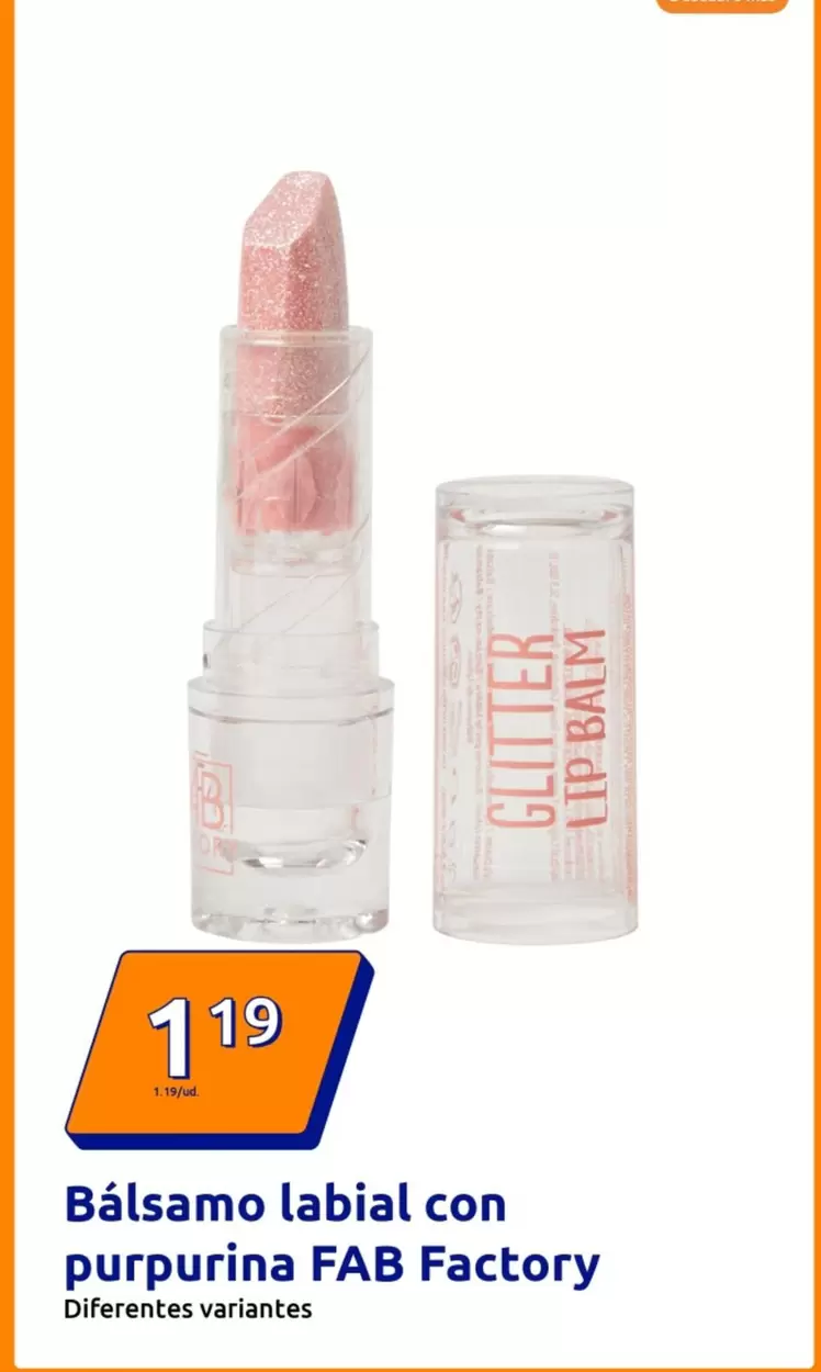 Oferta de Fab Factory - Balsamo Labial Con Purpurina por 1,19€ en Action