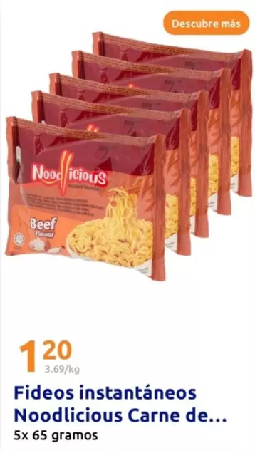 Oferta de Fideos Instantaneos Noodlicious Carne De... por 1,2€ en Action