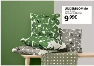 Oferta de Underblomma Funda De Cojín Blanco/Verde por 9,99€ en IKEA