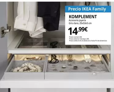 Oferta de Komplement Accesorio Joyería Gris Claro por 14,99€ en IKEA