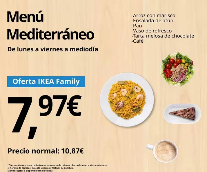 Oferta de Menú Mediterráneo por 10,87€ en IKEA