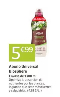 Oferta de Vithal - Abono Universal Biosphere por 5,99€ en Jardiland